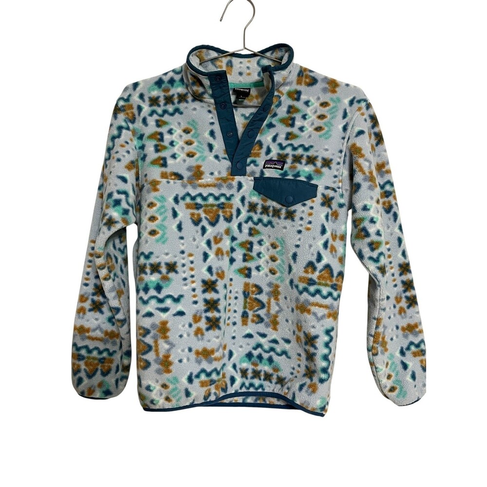 Patagonia Lightweight Quarter Snap-T Pullover Kids L Aztec Fleece Skii Winter